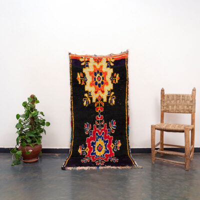 Small Moroccan Black Vintage Rug