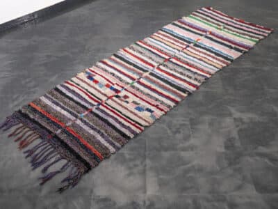 3x8 Moroccan Handmade Multicolor Stripes Cotton Runner - Image 2