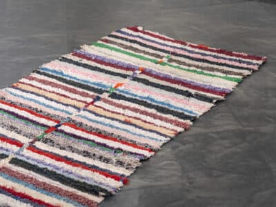 3x8 Moroccan Handmade Multicolor Stripes Cotton Runner - Image 3