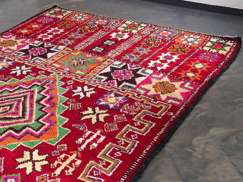 Red Kuwait Rug 7X10 Large Berber Red Area Rug - ASALA LIVING