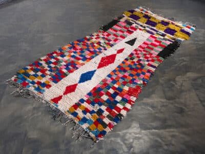 3×7 Handmade Boucherouite Vintage Multicolor Moroccan Rug - Image 2