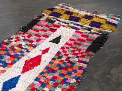 3×7 Handmade Boucherouite Vintage Multicolor Moroccan Rug - Image 3