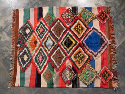 3x4 Small Vintage Moroccan Multicolor Rug - Image 6