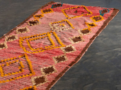 3X10.5 Handmade Vintage Moroccan Pink Diamond Runner Rug - Image 3