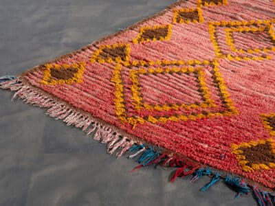 3X10.5 Handmade Vintage Moroccan Pink Diamond Runner Rug - Image 4