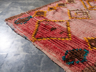 3X10.5 Handmade Vintage Moroccan Pink Diamond Runner Rug - Image 9