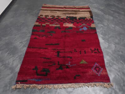 5×8 ft Moroccan Large Boujaad Red Rug - Image 2