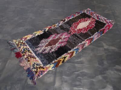 2x5 Moroccan Black Runner Handmade Cotton Rag rug Runner - Image 2