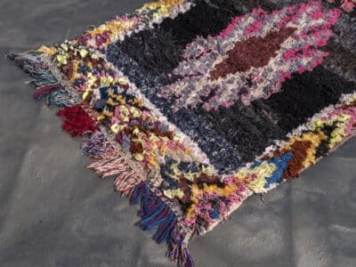 2x5 Moroccan Black Runner Handmade Cotton Rag rug Runner - Image 5