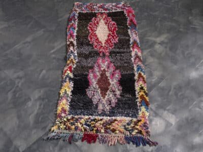 2x5 Moroccan Black Runner Handmade Cotton Rag rug Runner - Image 6