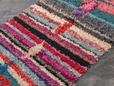 4x5 Multicolor Moroccan Cotton Rug Boucherouite - Image 4