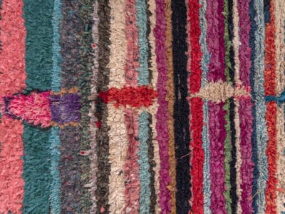 4x5 Multicolor Moroccan Cotton Rug Boucherouite - Image 7