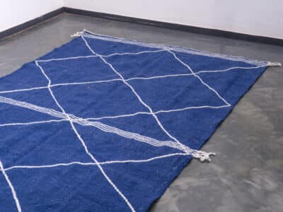 7x10 Blue Large Kilim Handmade Rug - Image 3