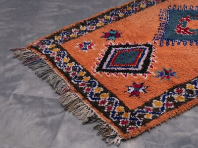 3×6 Moroccan Boucherouite Cotton Orange Rug - Image 5