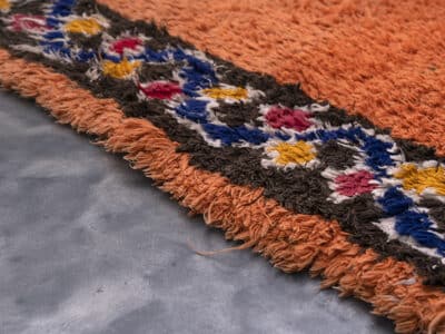 3×6 Moroccan Boucherouite Cotton Orange Rug - Image 6