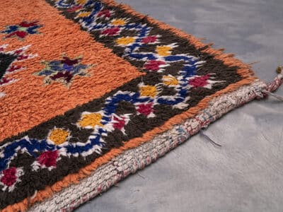 3×6 Moroccan Boucherouite Cotton Orange Rug - Image 7