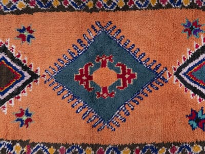 3×6 Moroccan Boucherouite Cotton Orange Rug - Image 9