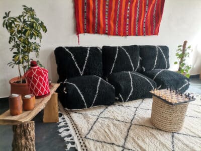 Handmade Moroccan Black Beni Floor couch - Image 5