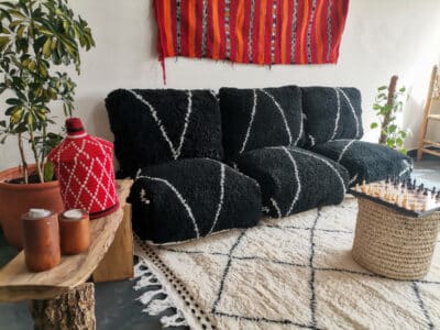 Handmade Moroccan Black Beni Floor couch - Image 6