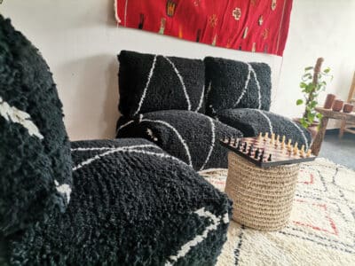 Handmade Moroccan Black Beni Floor couch - Image 8