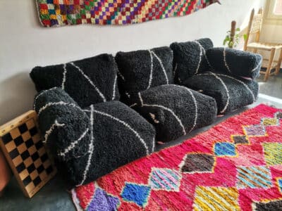 Handmade Moroccan Black Beni Floor couch - Image 2