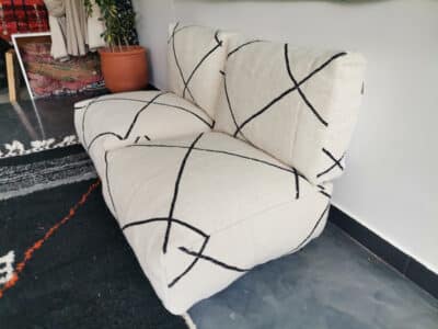 Moroccan Handmade Beni White Kilim Floor Cushion - Image 3