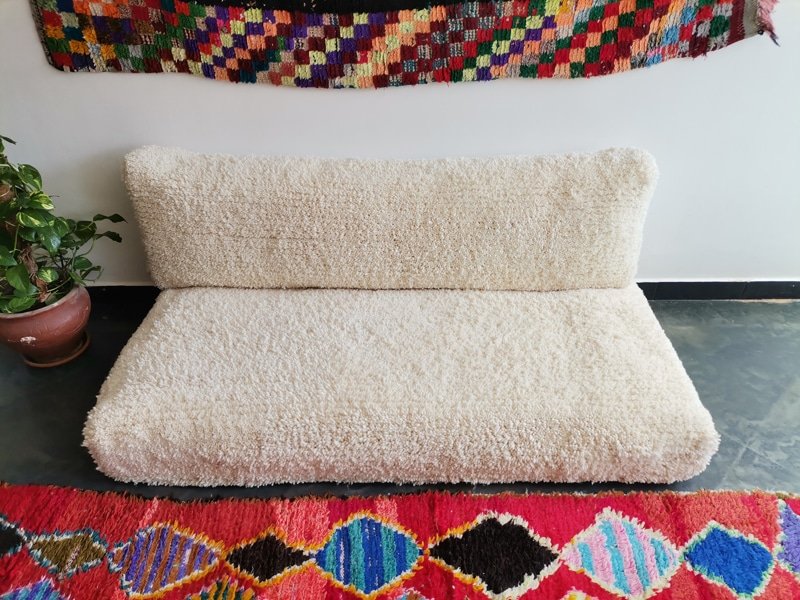 White Beni Ourain Moroccan Handmade Couch - ASALA LIVING