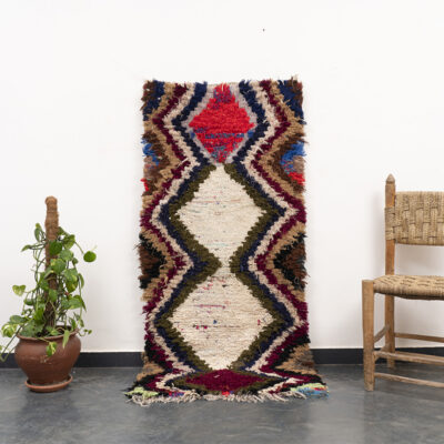 Moroccan Boucherouite Multicolor Cotton Rug