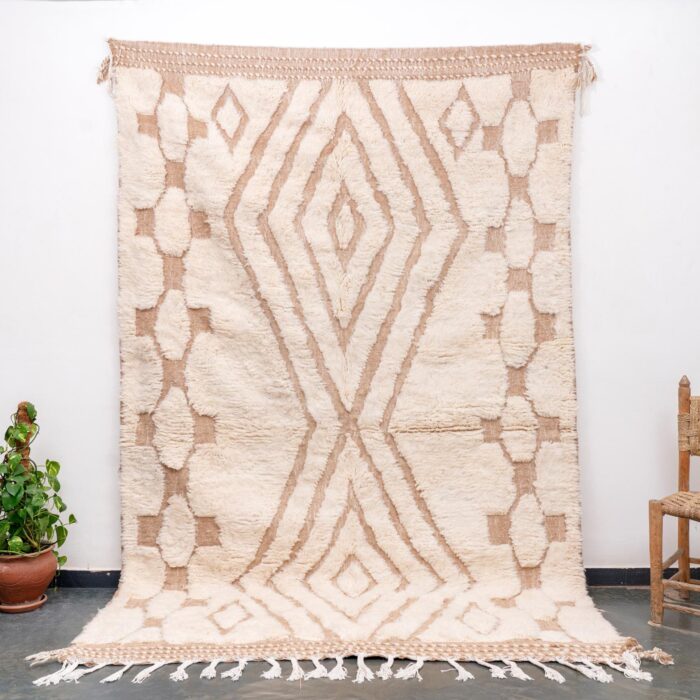 Moroccan Light Brown Beni Ourain large Area Rug