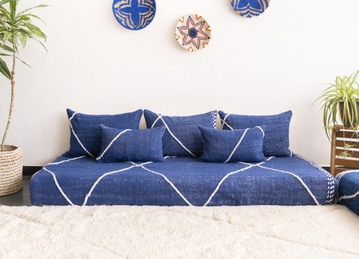 Blue Cotton Sofa