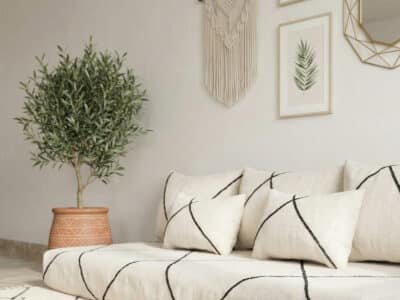 Moroccan White Wool Floor Couch set - Image 2