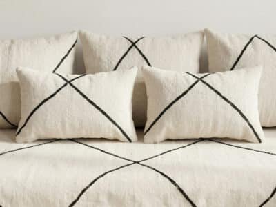 Moroccan White Wool Floor Couch set - Image 6