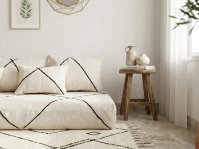 Moroccan White Wool Floor Couch set - Image 5