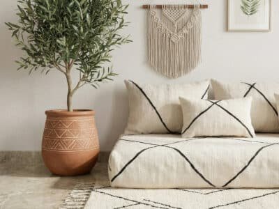 Moroccan White Wool Floor Couch set - Image 4