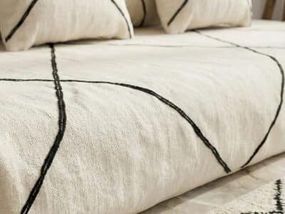 Moroccan White Wool Floor Couch set - Image 3