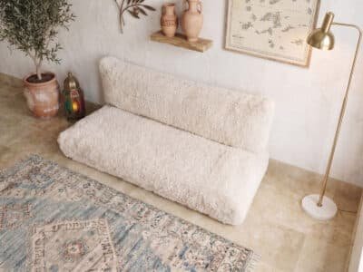 White Beni Ourain Moroccan Handmade Couch - Image 2
