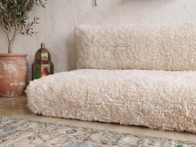 White Beni Ourain Moroccan Handmade Couch - Image 7