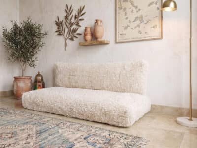 White Beni Ourain Moroccan Handmade Couch - Image 5