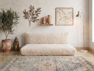 White Beni Ourain Moroccan Handmade Couch - Image 1