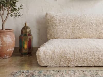 White Beni Ourain Moroccan Handmade Couch - Image 3