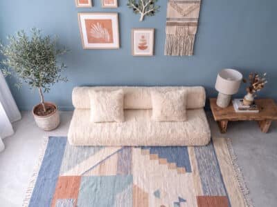White Moroccan Arabic Sofa With Round Back - Image 4