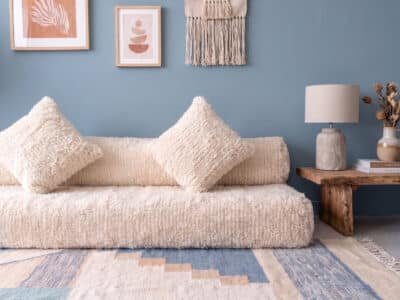 White Moroccan Arabic Sofa With Round Back - Image 3