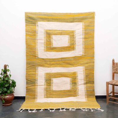 Yellow Abstract Moroccan Kilim Rug