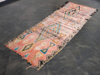 3X8 Handmade Vintage Moroccan Pink Runner - Image 2