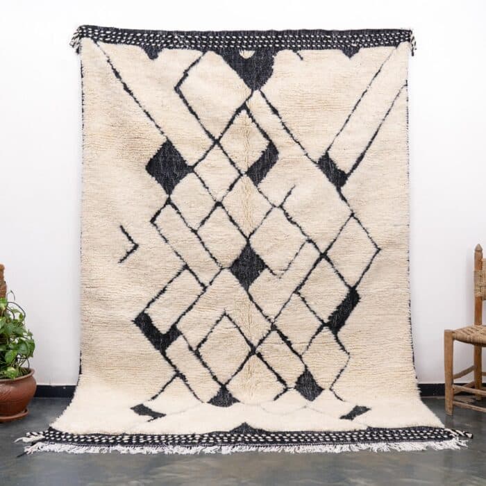 Large Black and White Beni Carpet