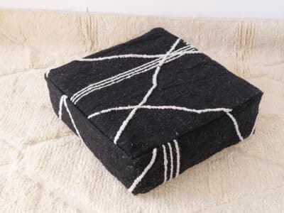 24X24X8'' Moroccan Cotton Pouf Black - Image 2