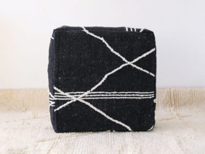 Moroccan Cotton Pouf Black