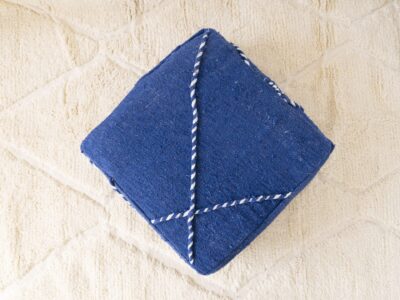 24X24X8'' Moroccan Cotton Pouf Blue - Image 5