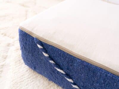 24X24X8'' Moroccan Cotton Pouf Blue - Image 4