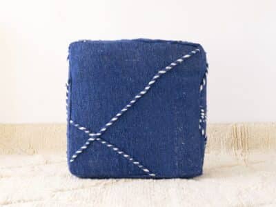 Moroccan Cotton Pouf Blue